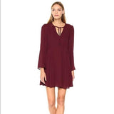 SAM EDELMAN Bell Sleeve A-Line Dress in Burgandy
