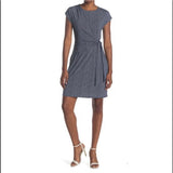 H HALSTON Extended Shoulder Draped Dress