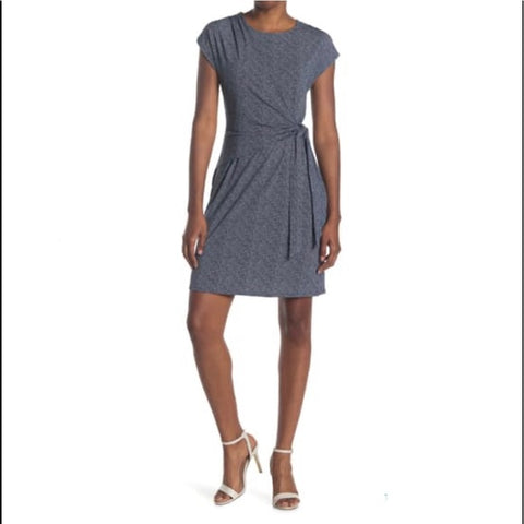 H HALSTON Extended Shoulder Draped Dress
