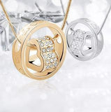 Swarovski Crystal Spinning Heart Necklace in 14k Gold or Silver