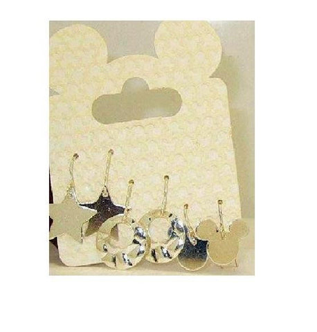 Mickey Mouse Silvertone Earring Trio