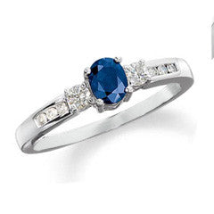Sapphire and Diamond Past Present Future Ring in 14K White Gold