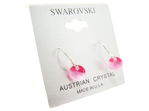 .925 Sterling Silver & Swarovski Crystal Dangle Earrings: Pink Ice