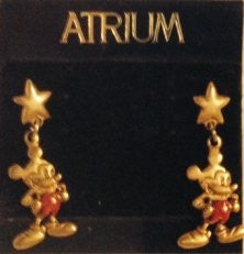 Mickey Mouse in Red and Golden Star Earrings