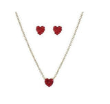 Mini Pave Red Heart Necklace in Crystal Set
