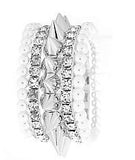 Silver Spike Pearl and Rhinestone Multi-layer Bracelet