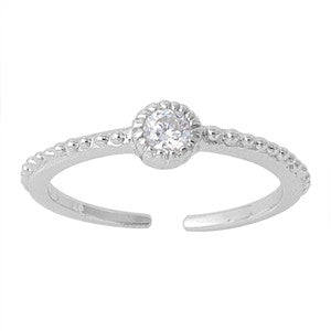 .925 Sterling Silver CZ Toe Ring