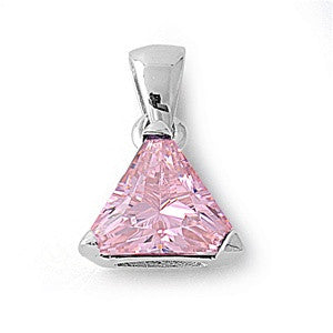Sterling Silver Triangle Pink Pendant