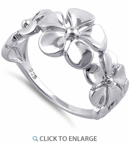 Sterling Silver Triple Plumeria Flower Ring