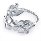 Sterling Silver Triple Plumeria Flower Ring