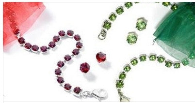 Swarovski Crystal Holiday Bracelet & Earring Sets  in Sterling Silver Finish